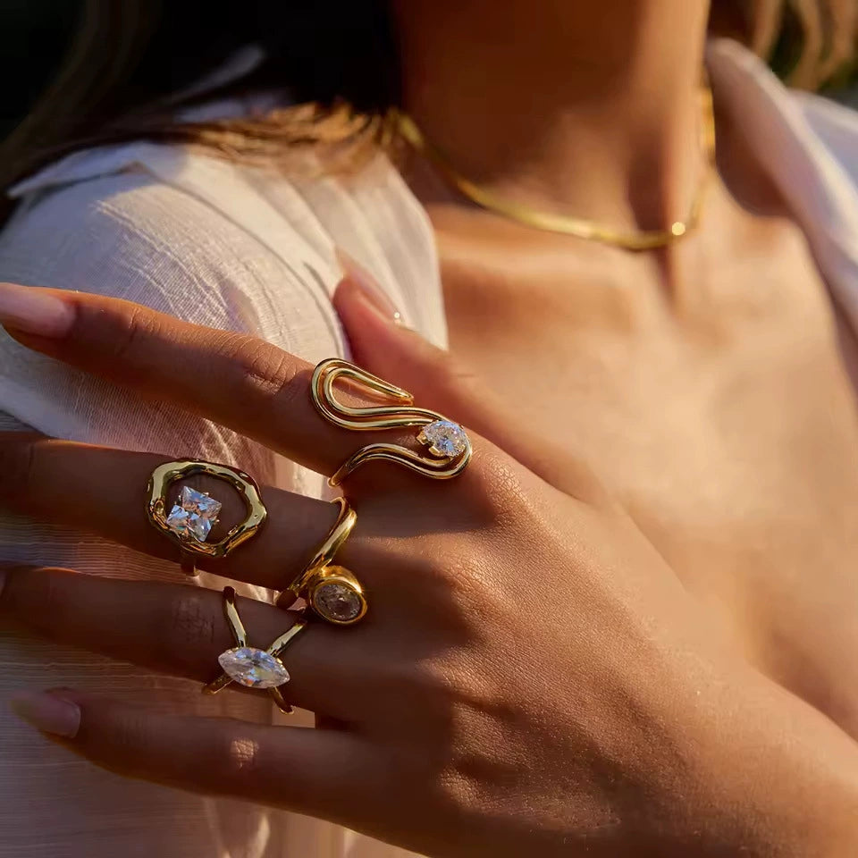 The Lyra Wave Ring - Gold Ring | Waterproof & Tarnish-Free