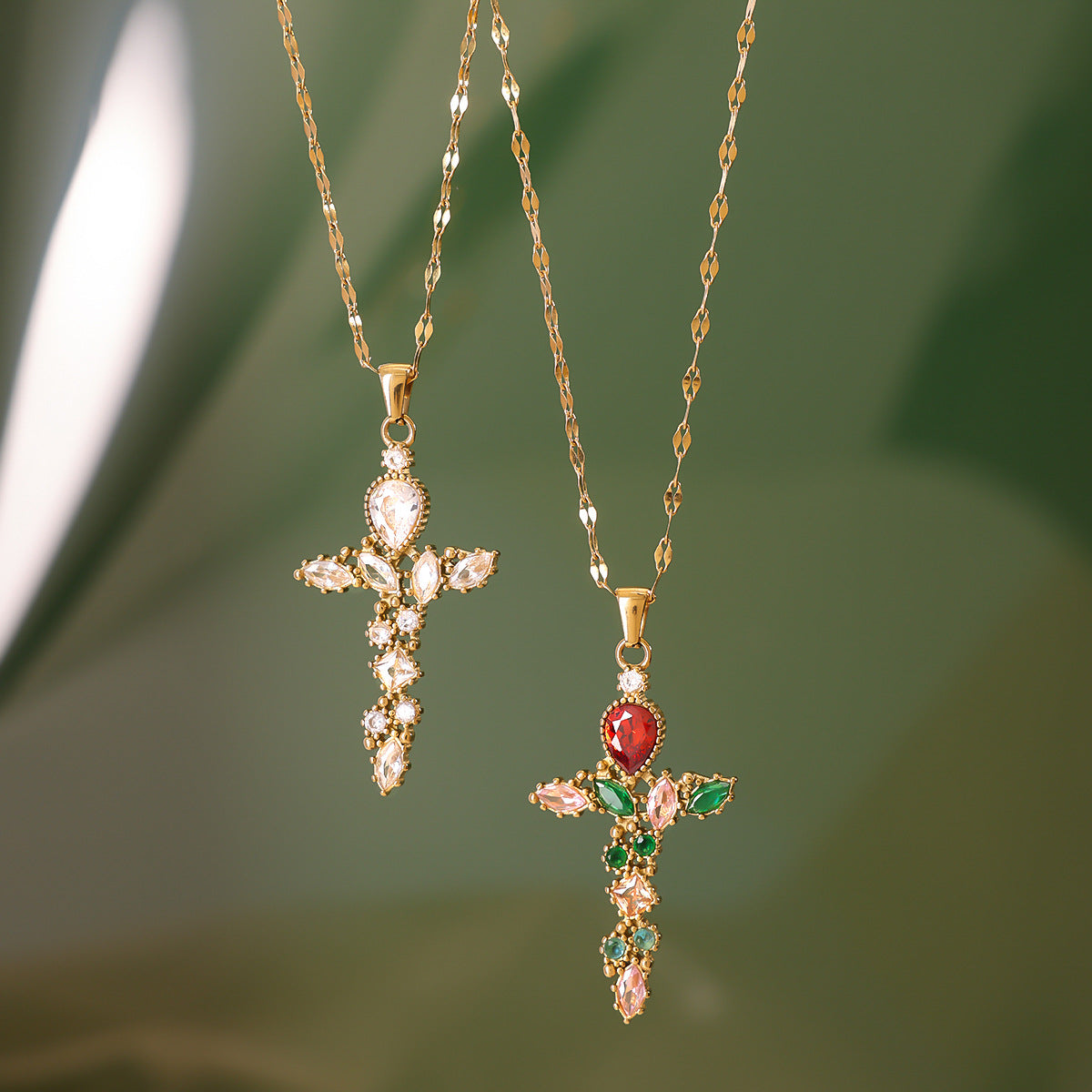 Jeweled Cross Necklace