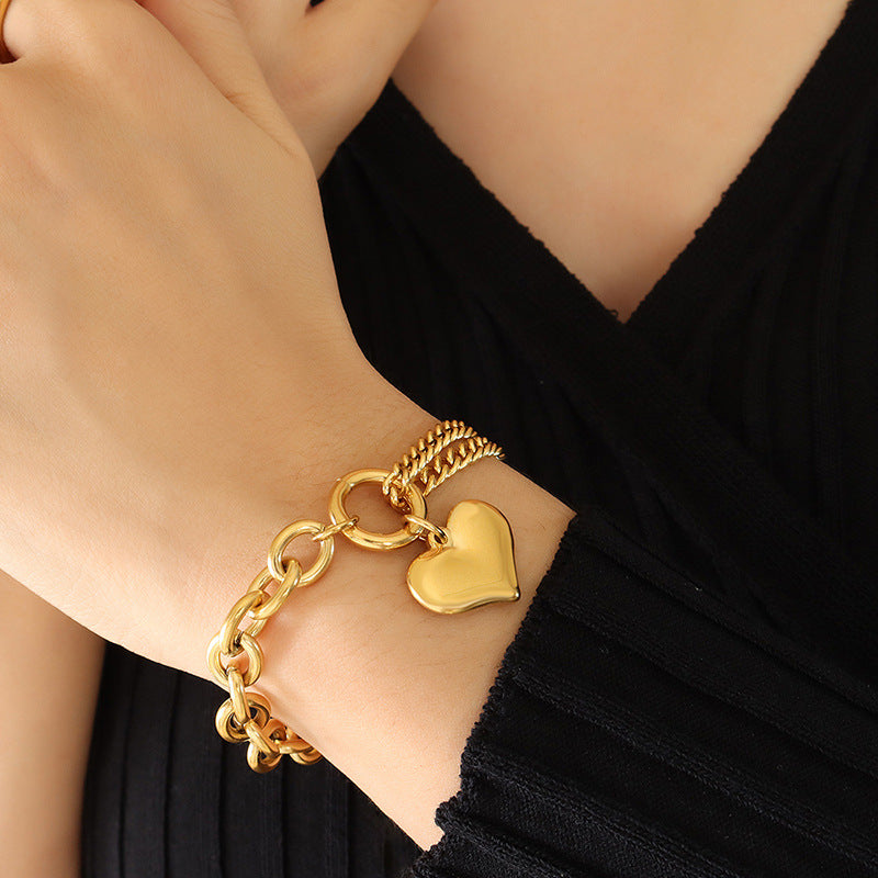 Solid Heart Charm Bracelet