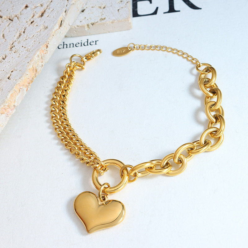 Solid Heart Charm Bracelet