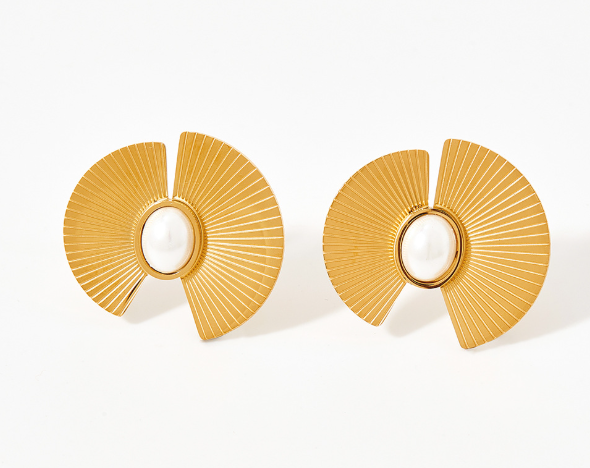 Golden Fan Earrings