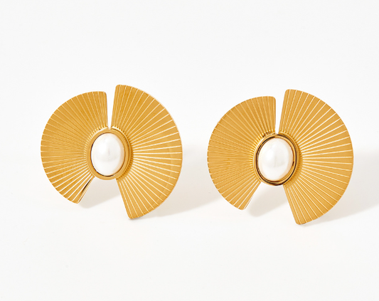 Golden Fan Earrings