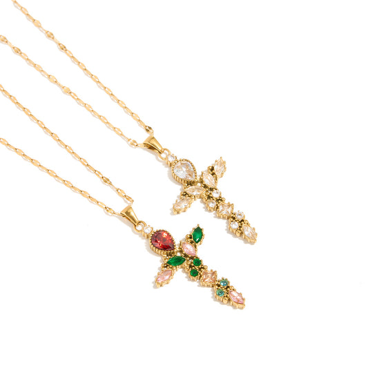 Jeweled  Cross Necklace