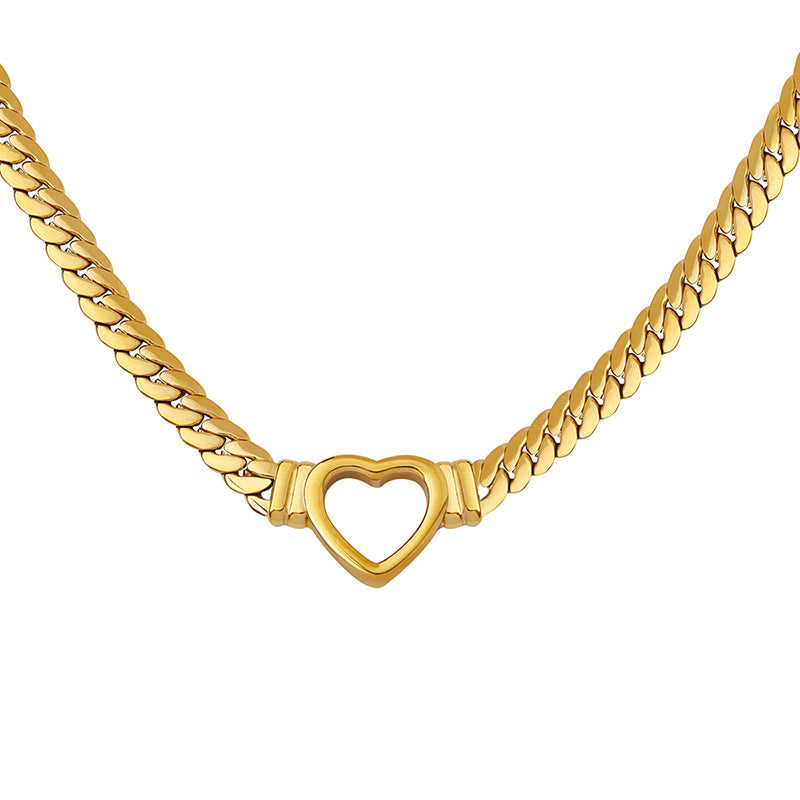 Vodje gold Love Chain Necklace with heart detail