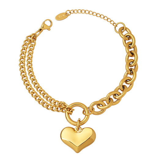 Solid Heart Charm Bracelet
