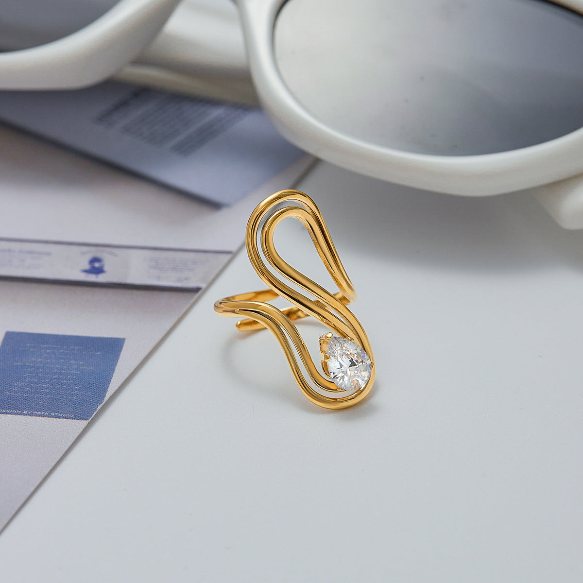 The Lyra Wave Ring - Gold Ring | Waterproof & Tarnish-Free
