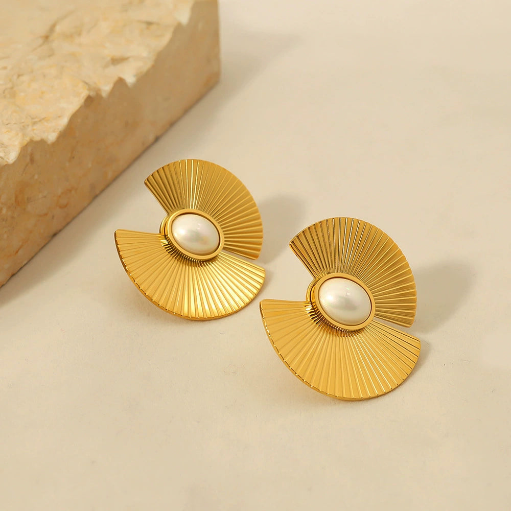 Golden Fan Earrings
