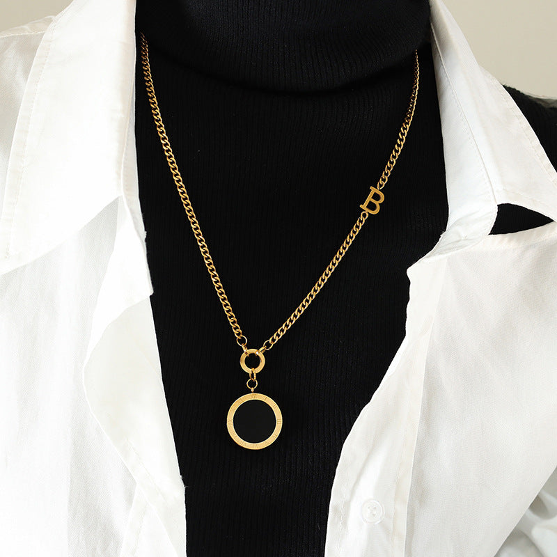 Roman Numeral Disc Necklace