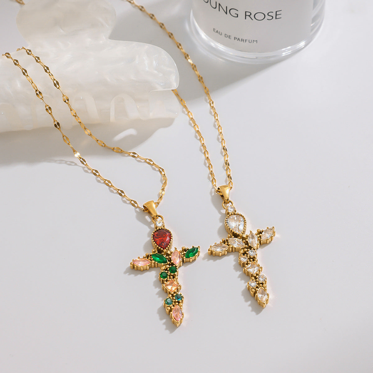 Jeweled  Cross Necklace