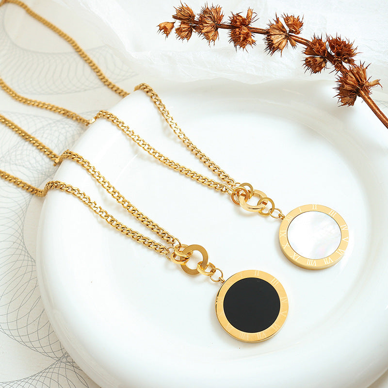 Roman Numeral Disc Necklace
