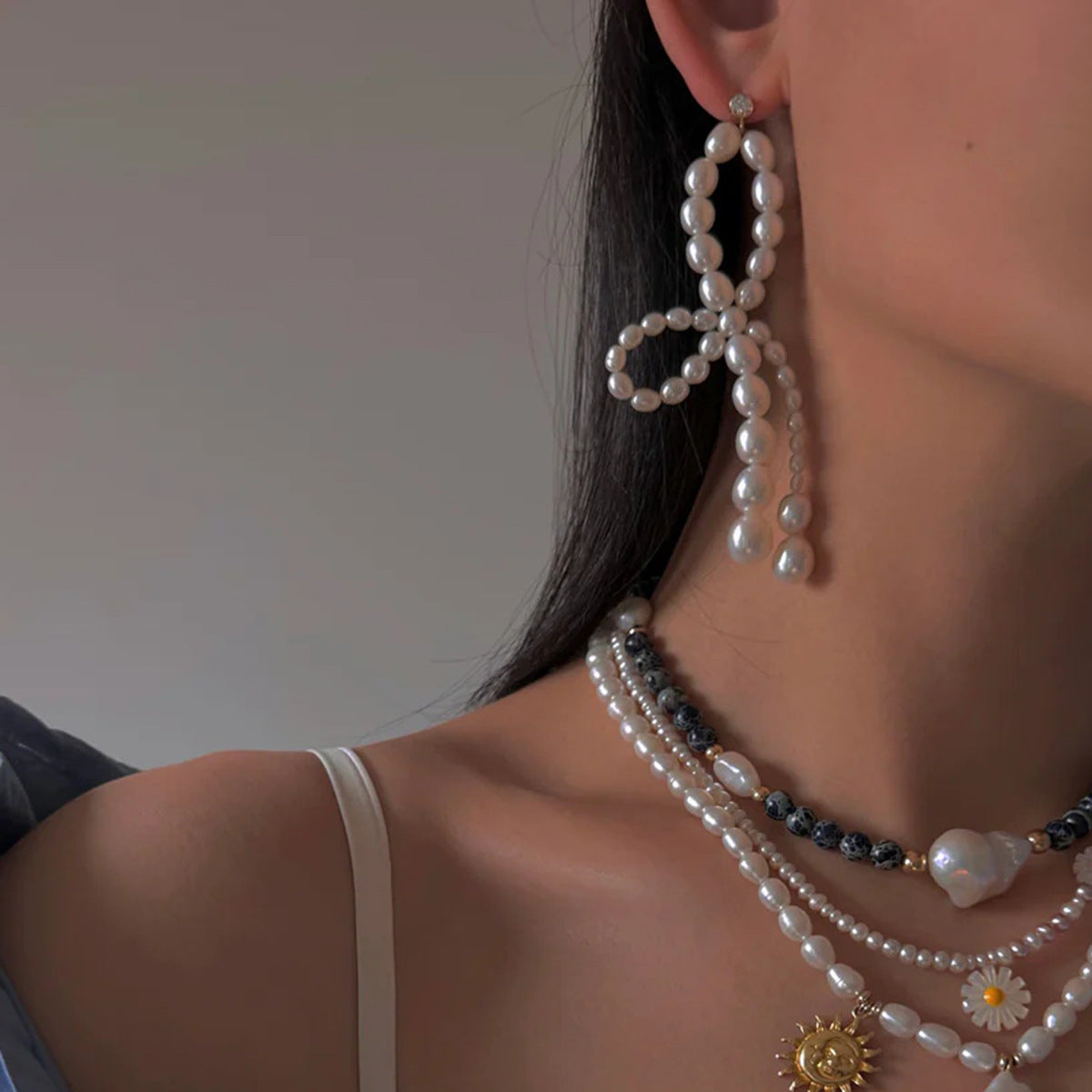 Pearl Bow Earrings
