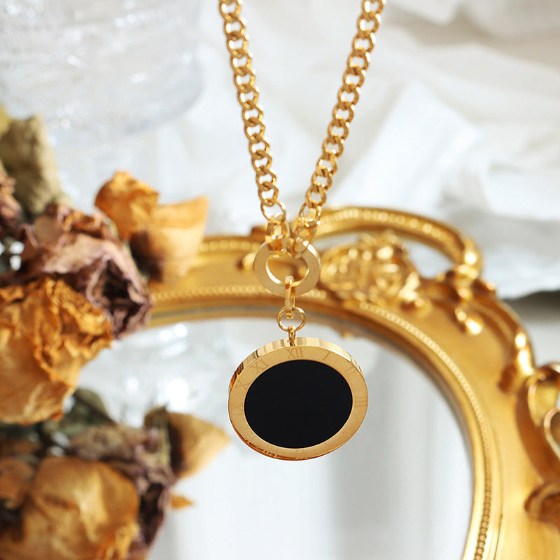 Roman Numeral Disc Necklace