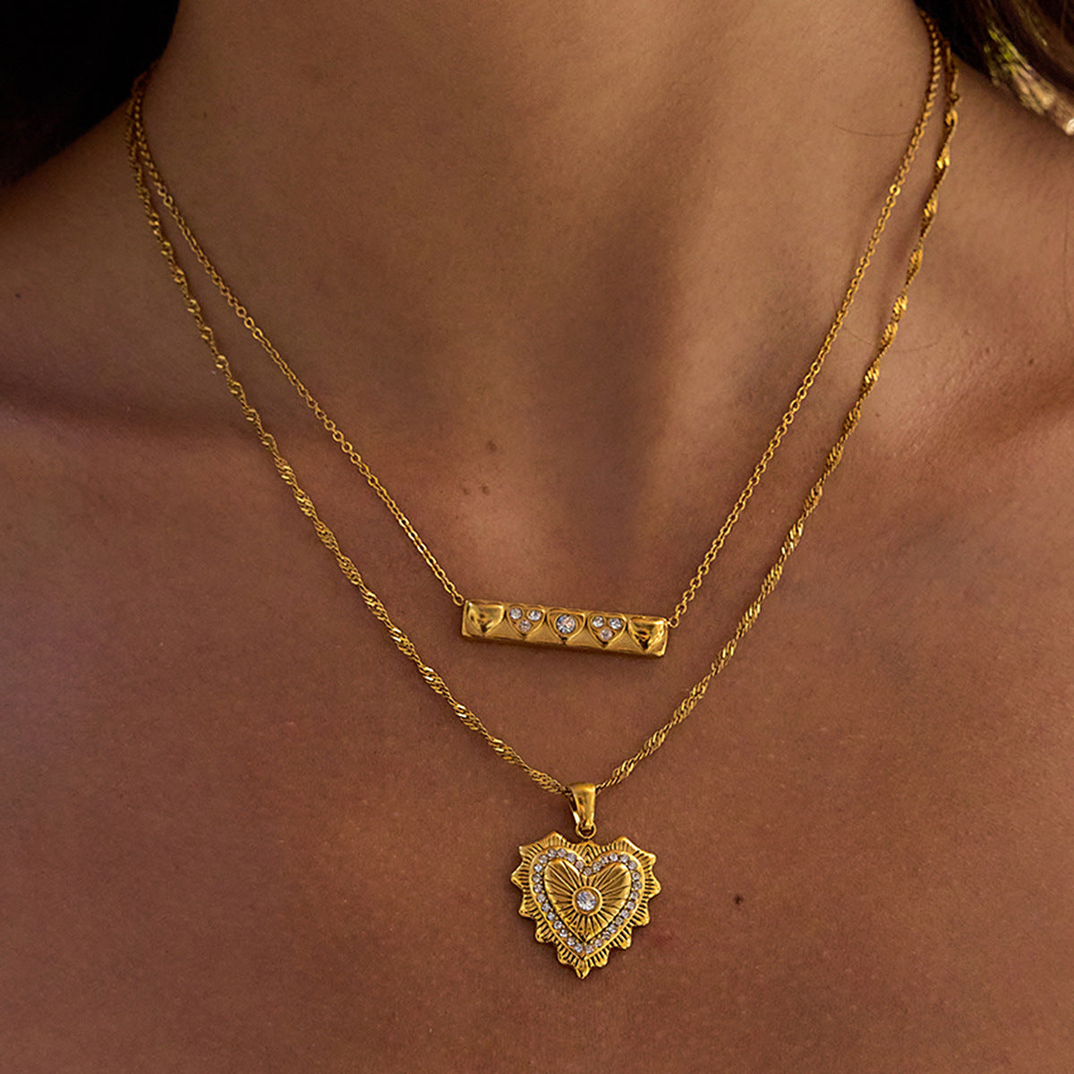 2 Layer Solid Heart Necklace