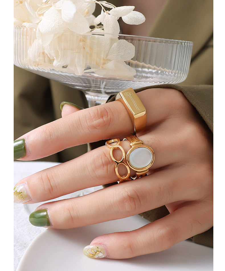 Flat Surface Flower Pin Ring