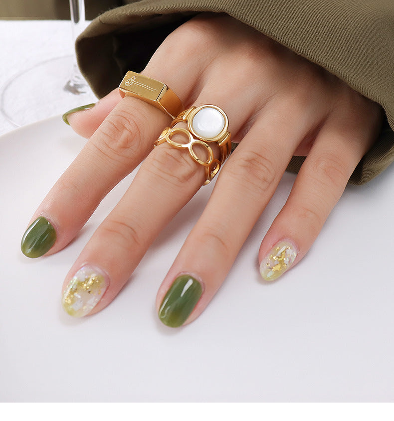 Flat Surface Flower Pin Ring